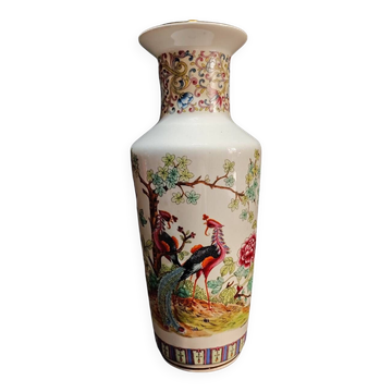 Porcelain peacock vase