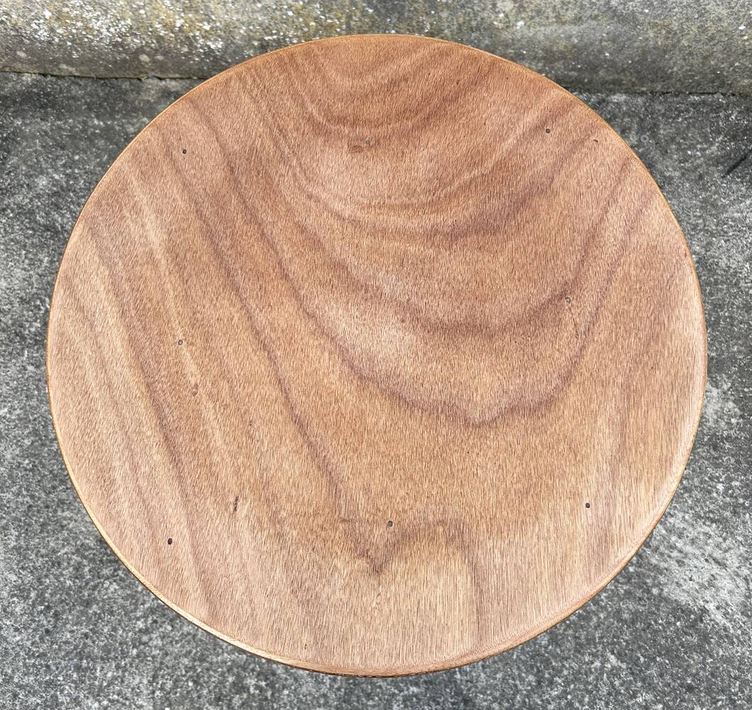 Round pedestal table, wood, vintage, 1950s