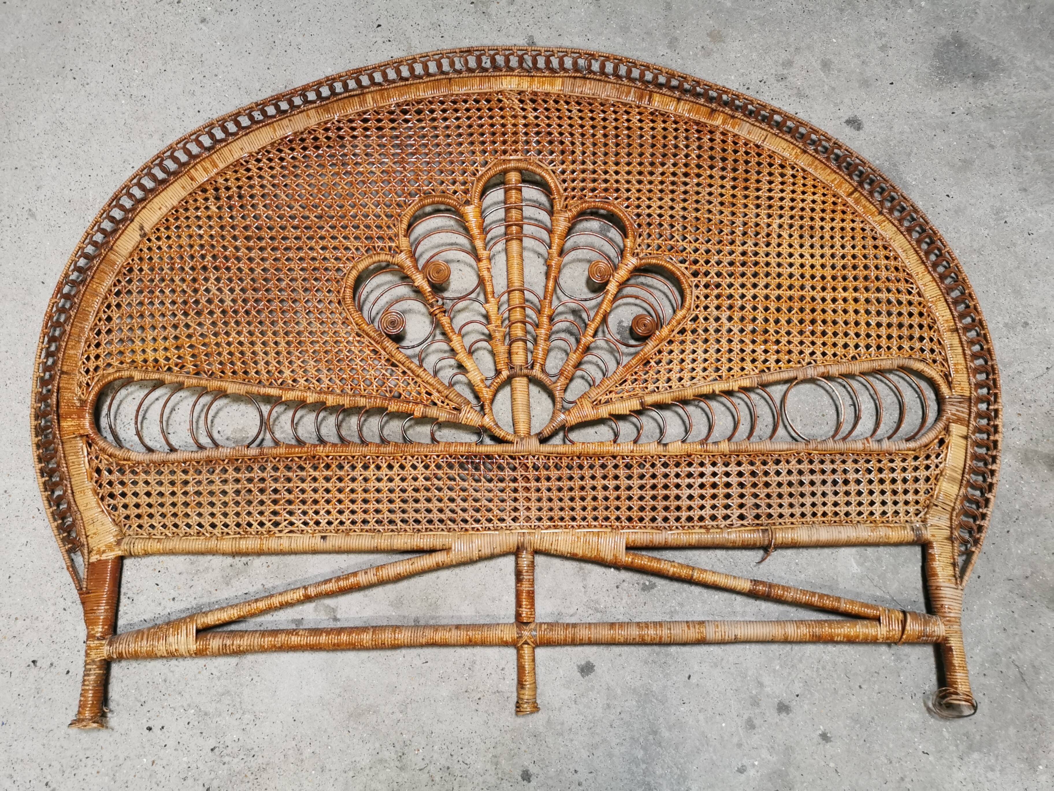 Emmanuelle peacock rattan and cane headboard 1960