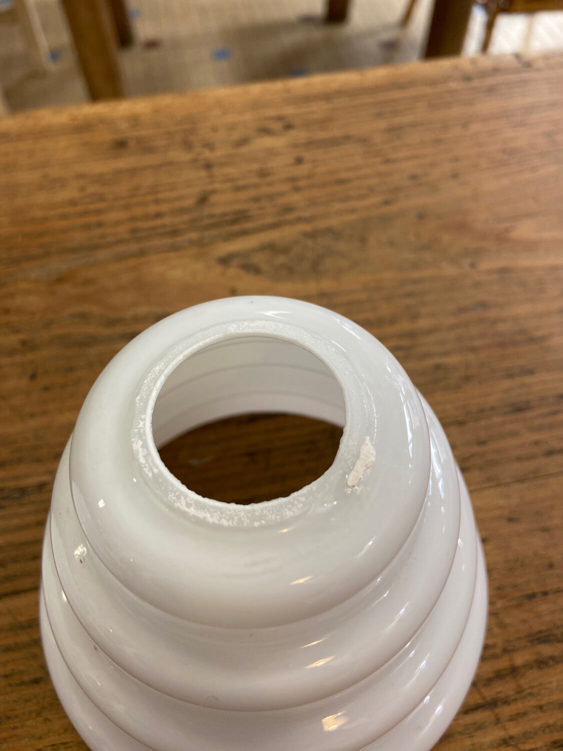 Pair of white glass pendant lights