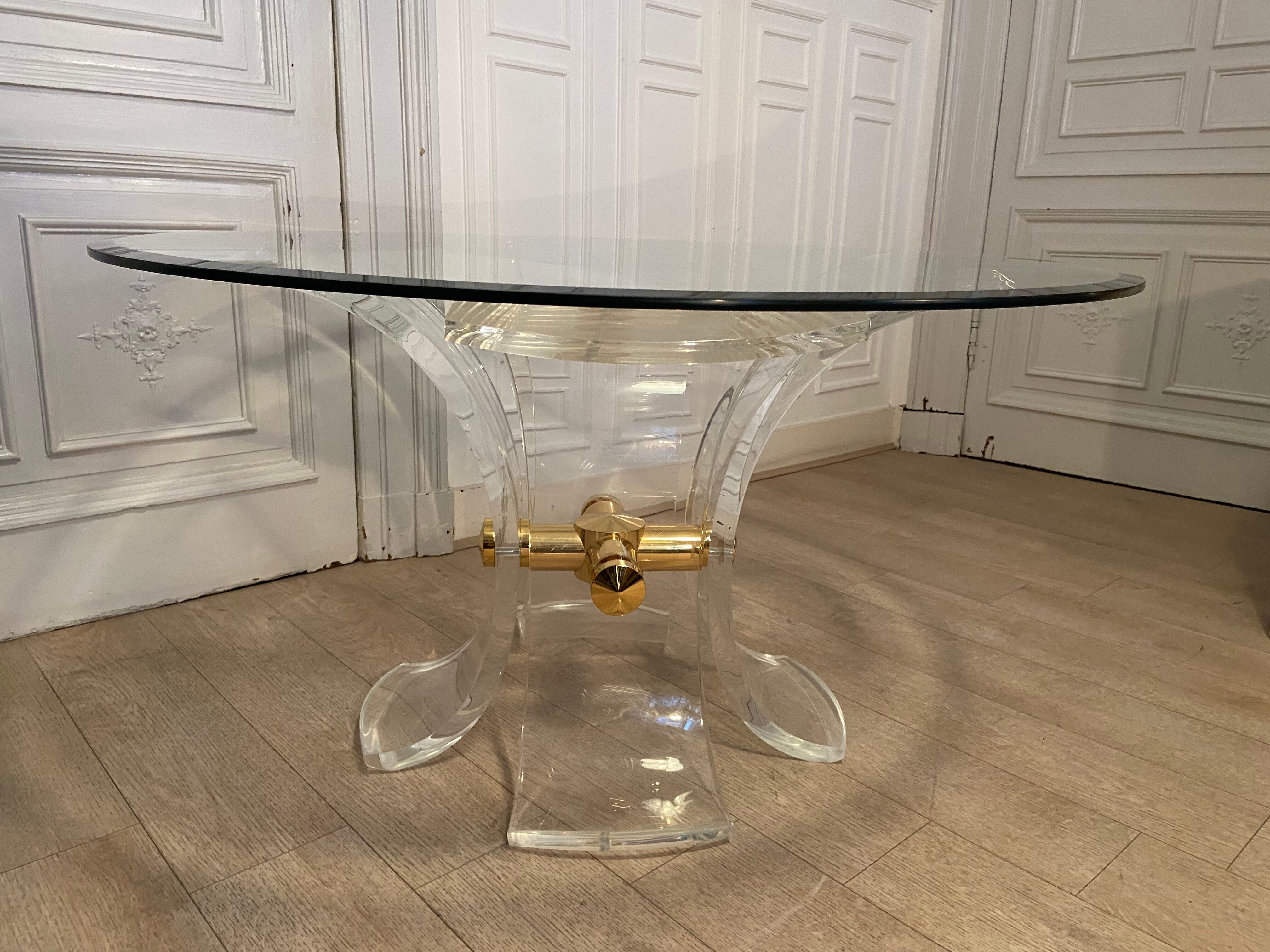 Lily table in plexiglass and gilded metal, 1970