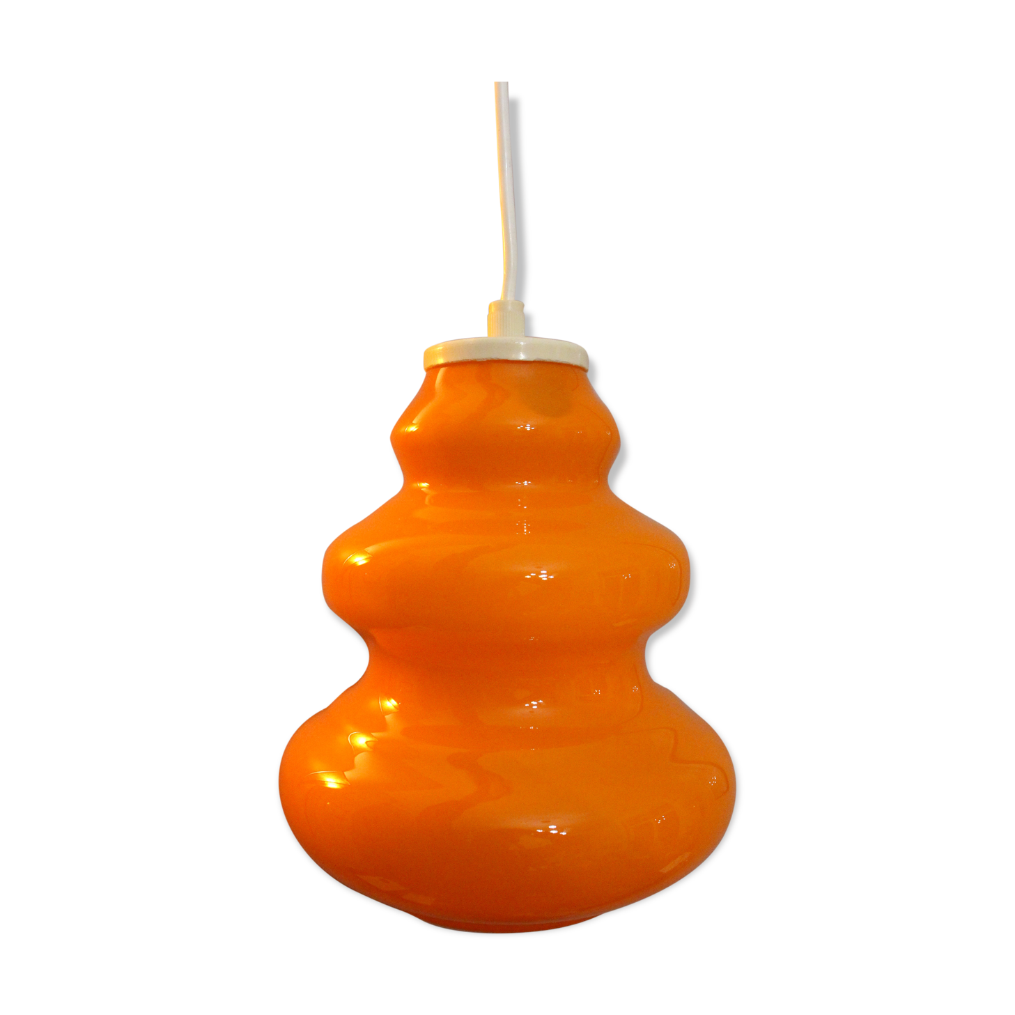 Orange opaline pendant lamp 70's