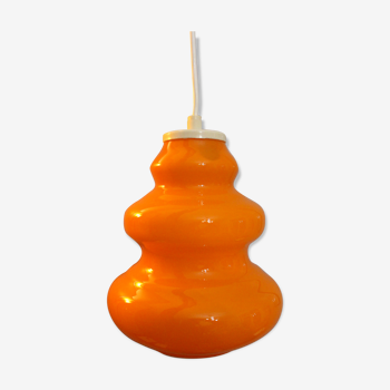 Orange opaline pendant lamp 70's