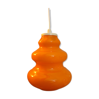 Orange opaline pendant lamp 70's