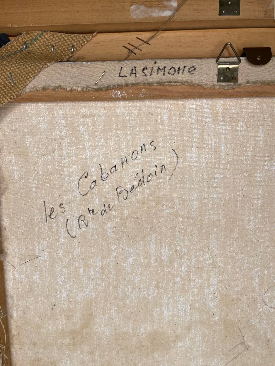 Painting of Mont Ventoux signed Lasimone in gilded wooden frame