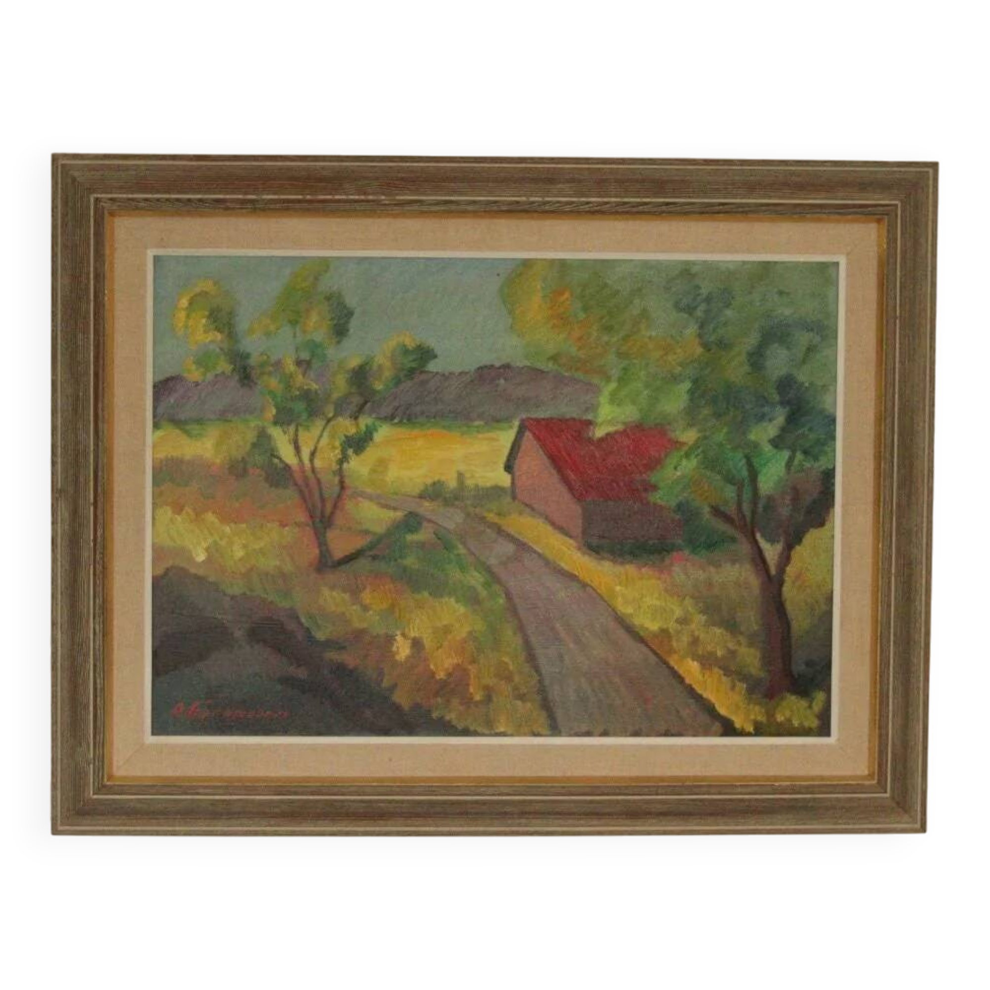 Landscape with barn by Bror Göransson