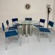 Table repas ronde verre et métal design italien des années 80 vintage