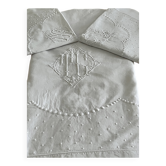 Parure lit : Drap et 2 taies - Monogramme