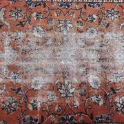 Orange and Blue Handmade Oushak Rug with Flowers