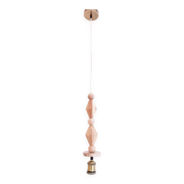 Suspension Lumineuse en Teck – Design Géométrique et Élégant