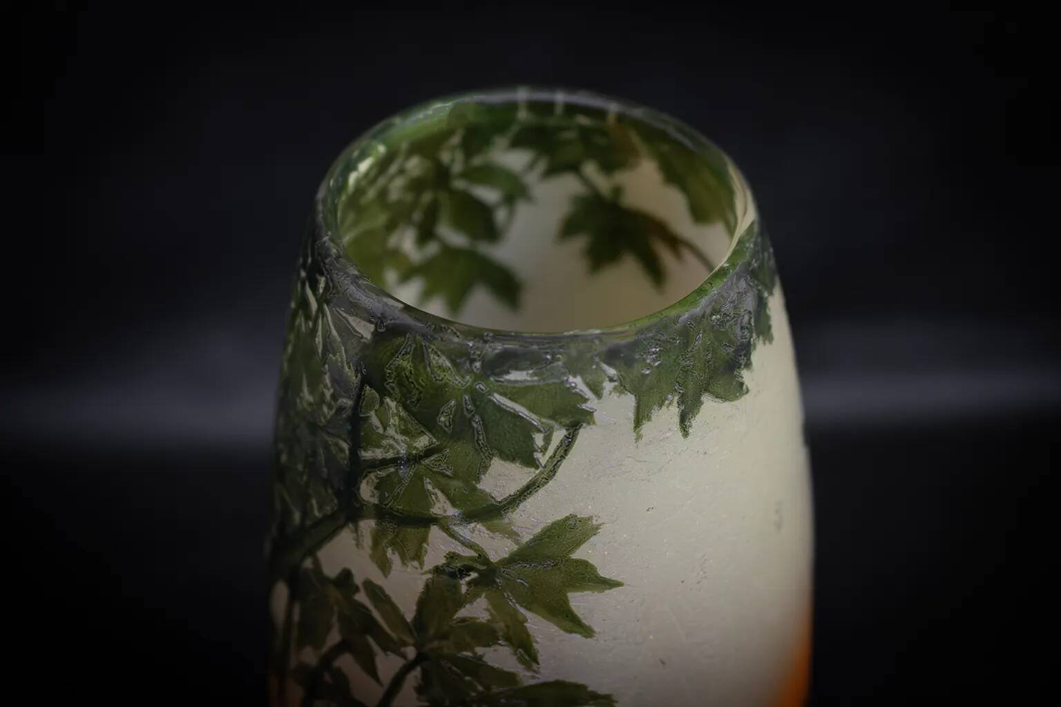Large Legras Art Nouveau vase in acid-etched glass | Swan Lake