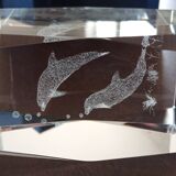 Presse-papier dauphins en verre