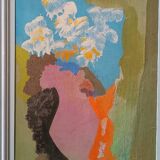 Still life painting - vase with flowers - dated 1972 signed - oil on panel