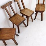 Brutalist Chairs attributed to Mobichalet, Belgium, 1960s, Set of 4