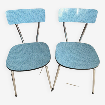Pair of vintage blue Formica chairs