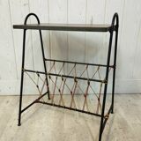 Side table metal black scoubidou and wood