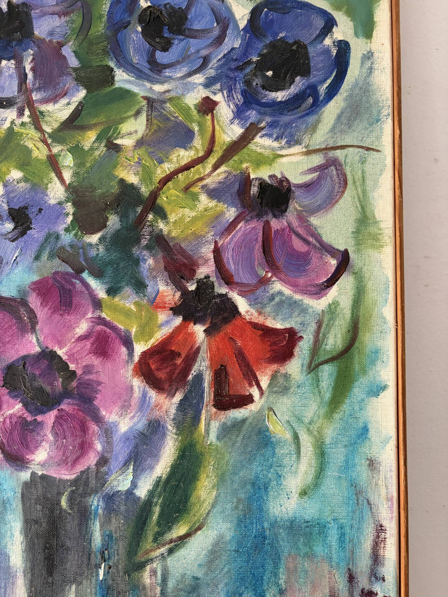 Anemones, oil on canvas signed Guette Fattal