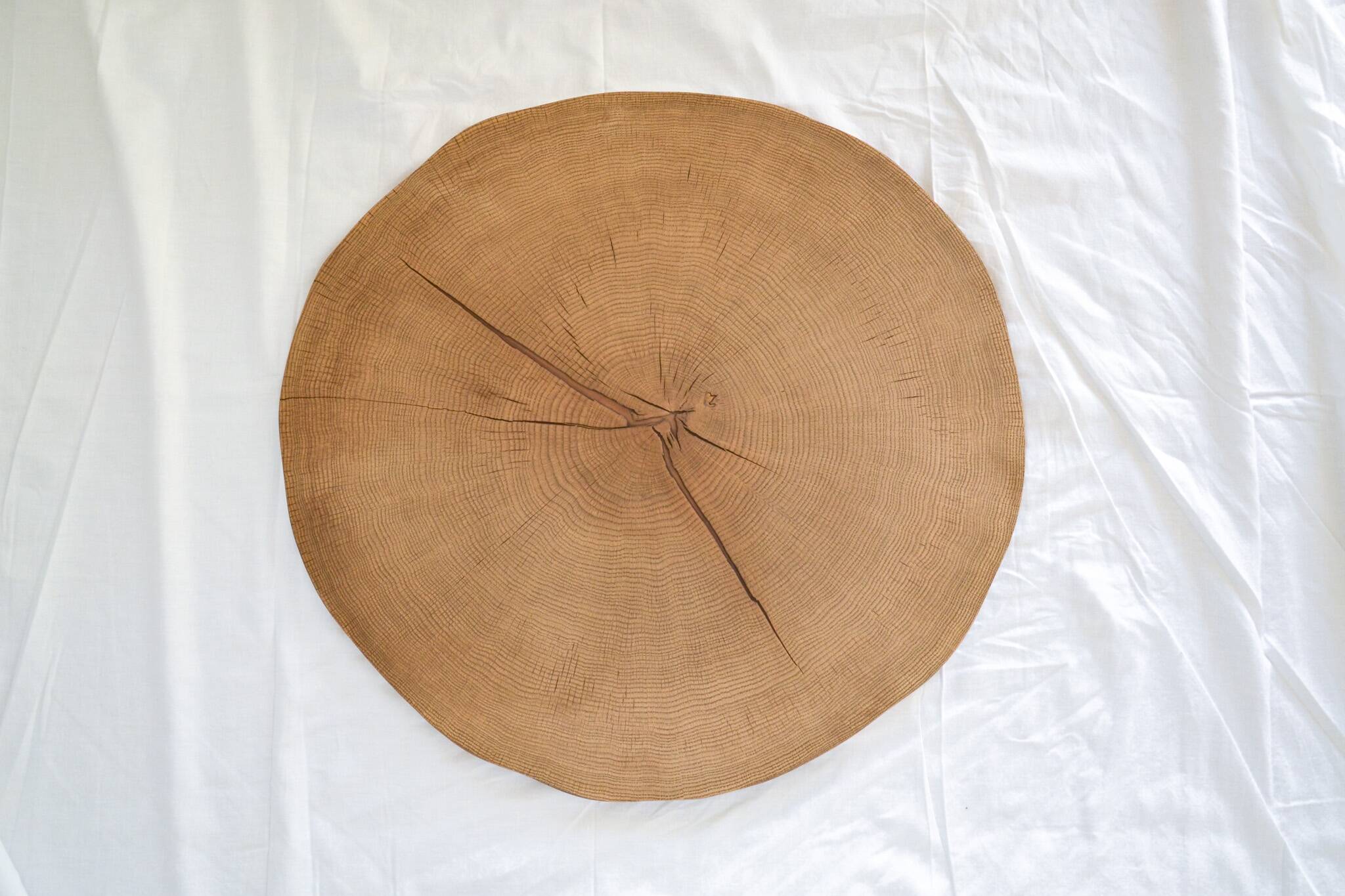 Round wooden coffee table