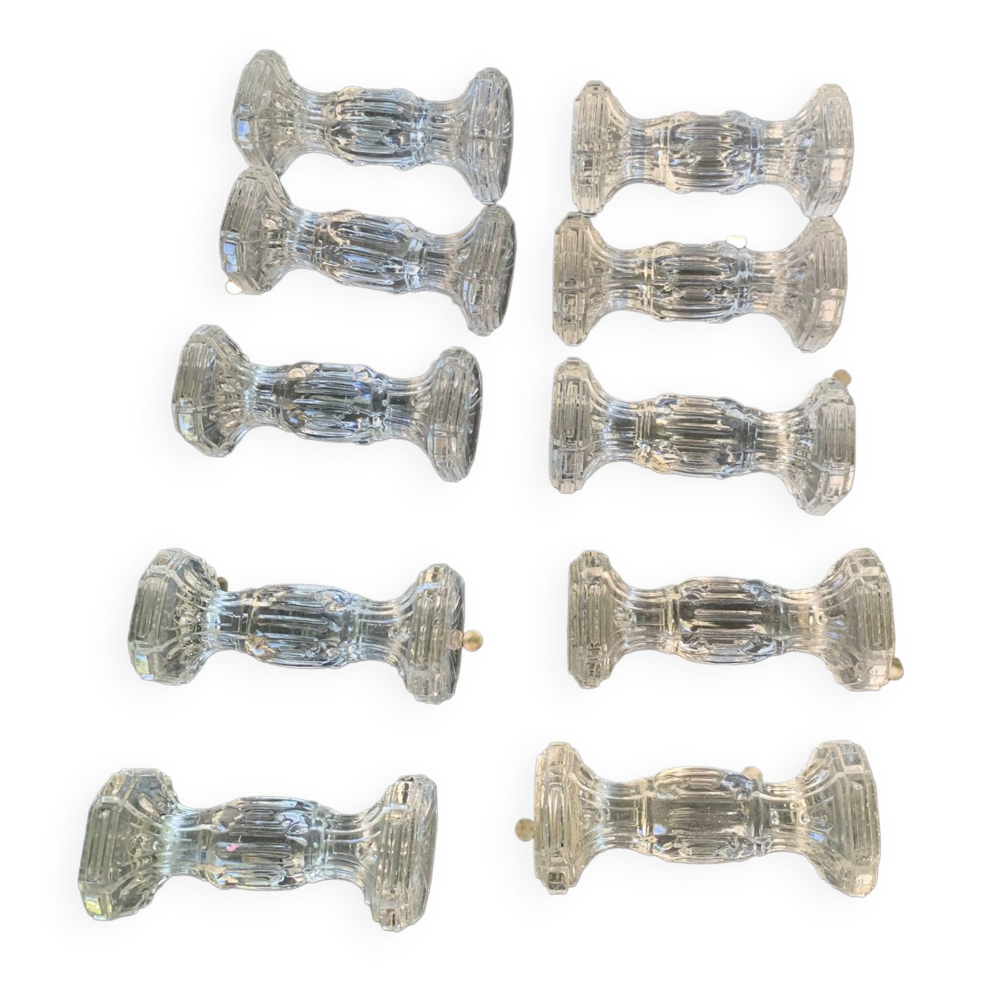 10 antique transparent molded glass knife doors