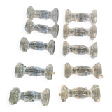 10 antique transparent molded glass knife doors