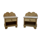 Pair of travertine bedside and rattan palm tree "vivai del sud"