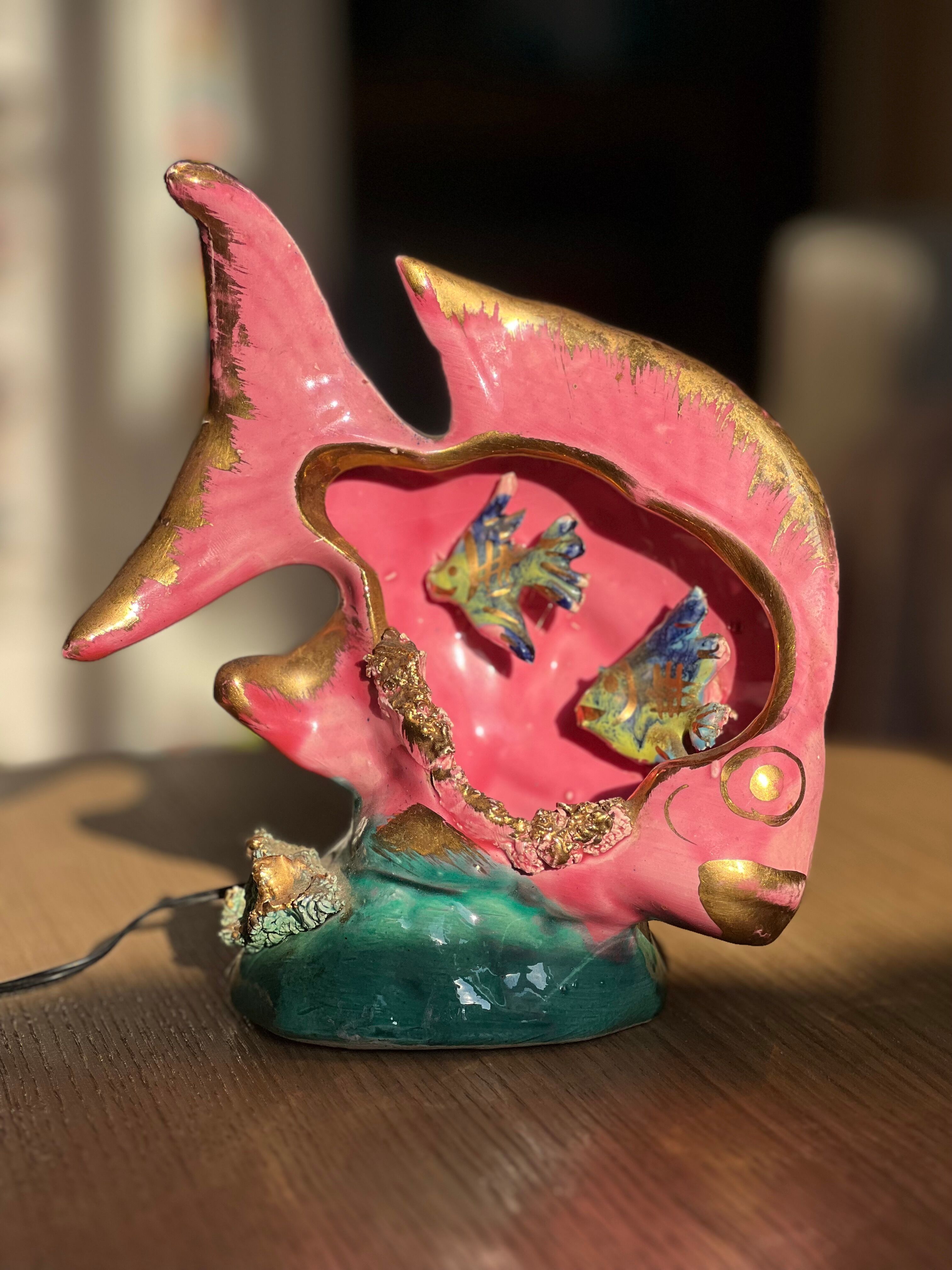 Ceramic fish lamp slip 1950s-60s