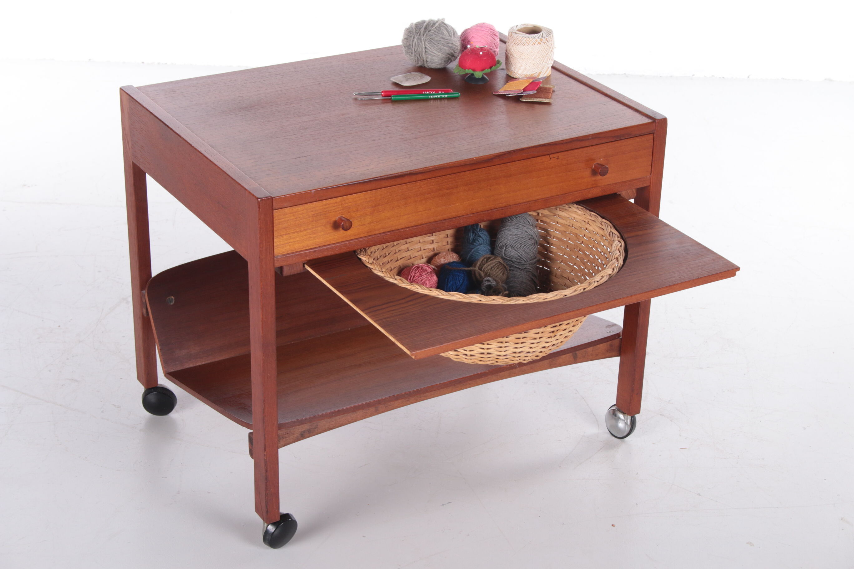 Danish Design Teak Wooden Side Table and Sewing Box,1960s
