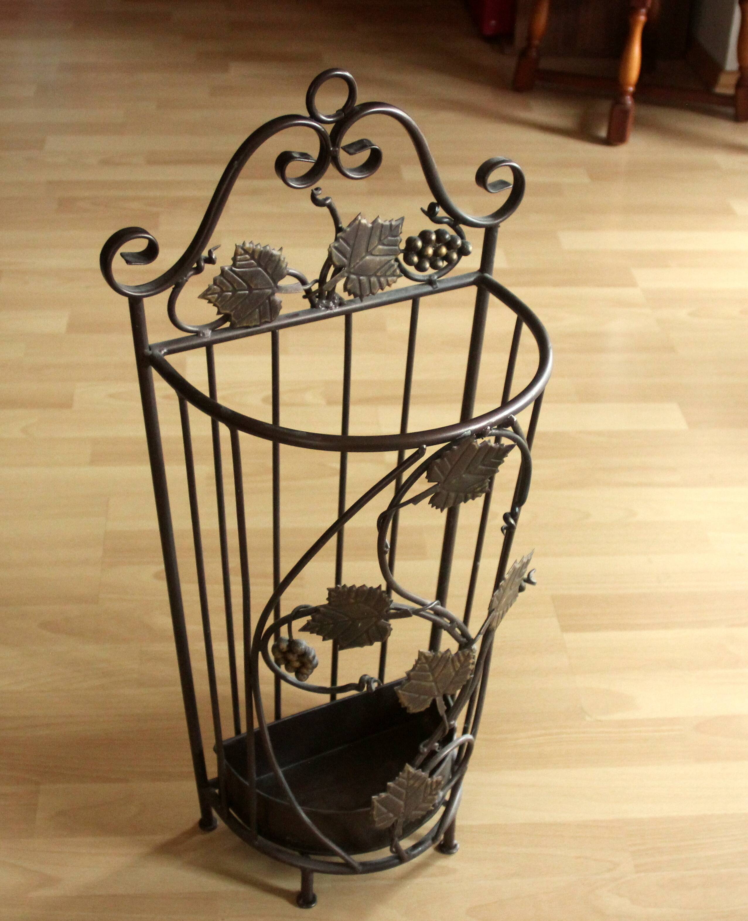 Handmade metal umbrella stand, darkbrown, vintage