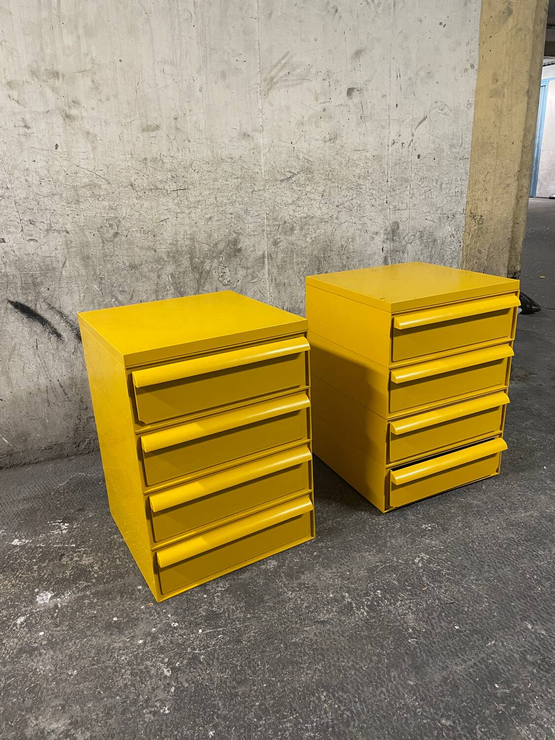 Yellow chest of drawers model 4601 by Simon Fussell for Kartell, 1970s