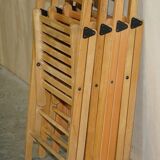 Set of 4 folding steamer chairs in oak from around 1940.