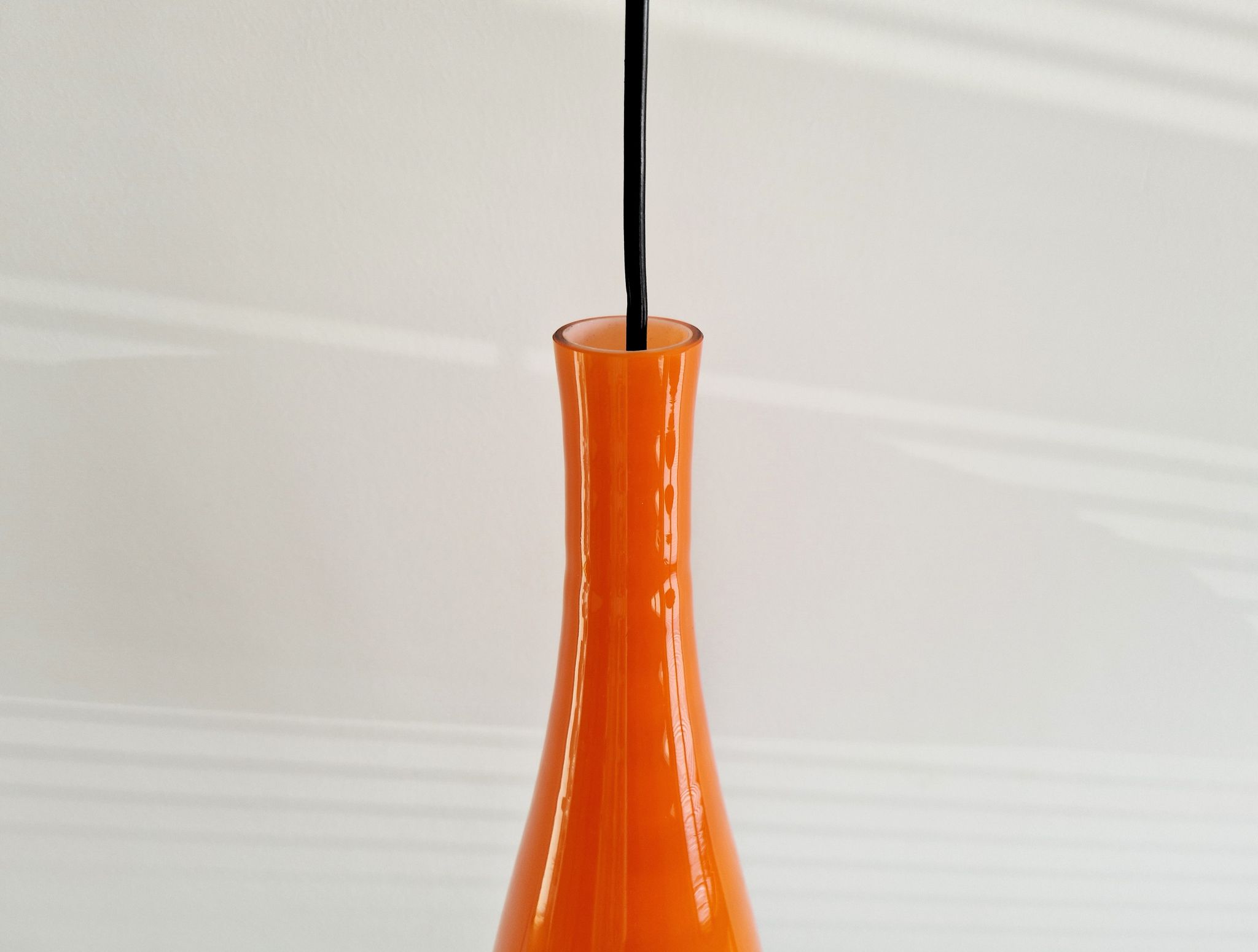 Orange glass 'Bang' pendant lamp by Jacob E. Bang for Fog & Mørup, Denmark 1960's