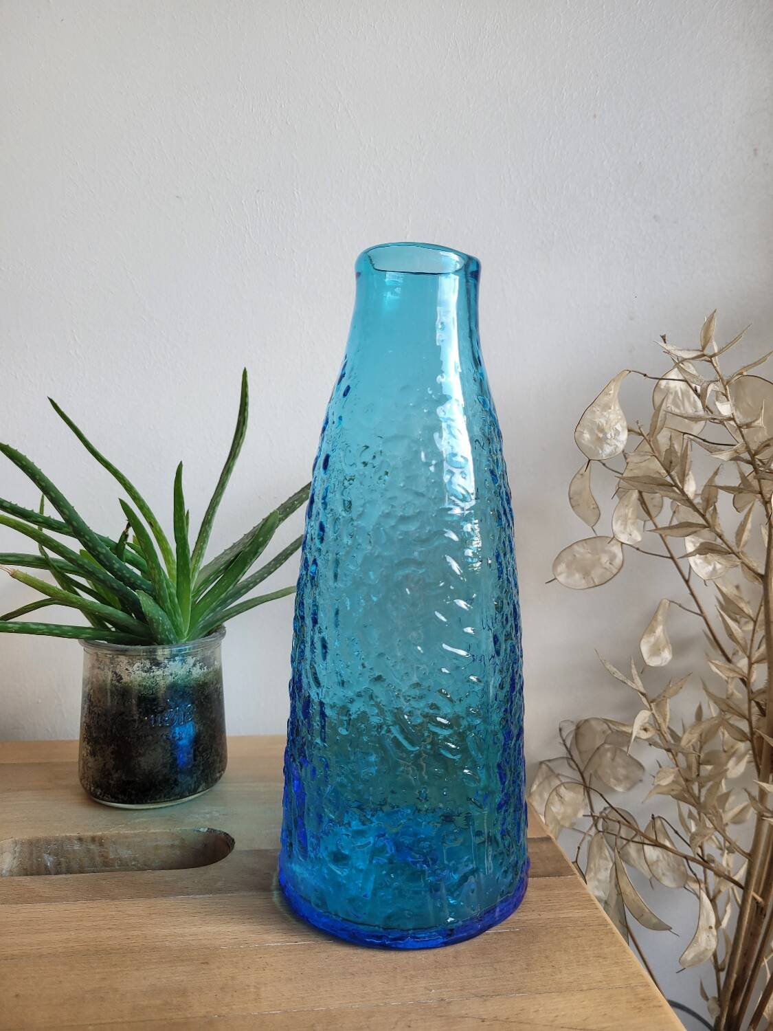 Blue glass carafe