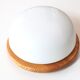 Ceiling lamp round wall lamp, pine base, opaque white glass, 70s