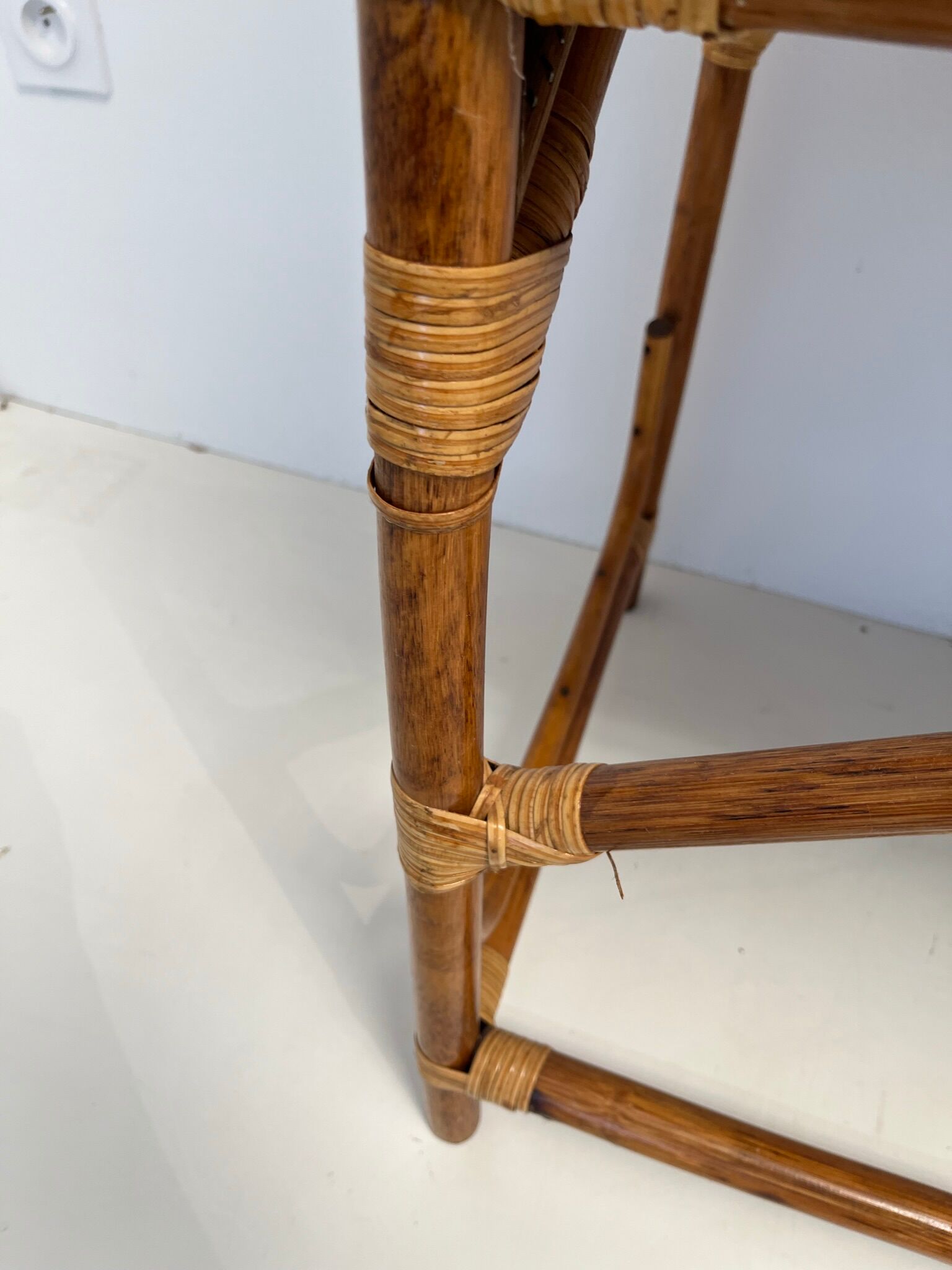 Coiffeuse bureau en rotin et bambou vintage