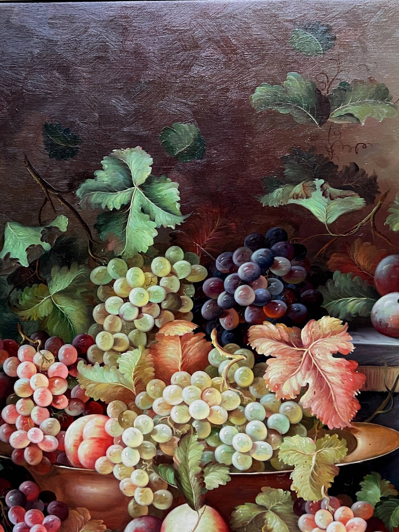 Still life with fruits. Oil on canvas. Signed.