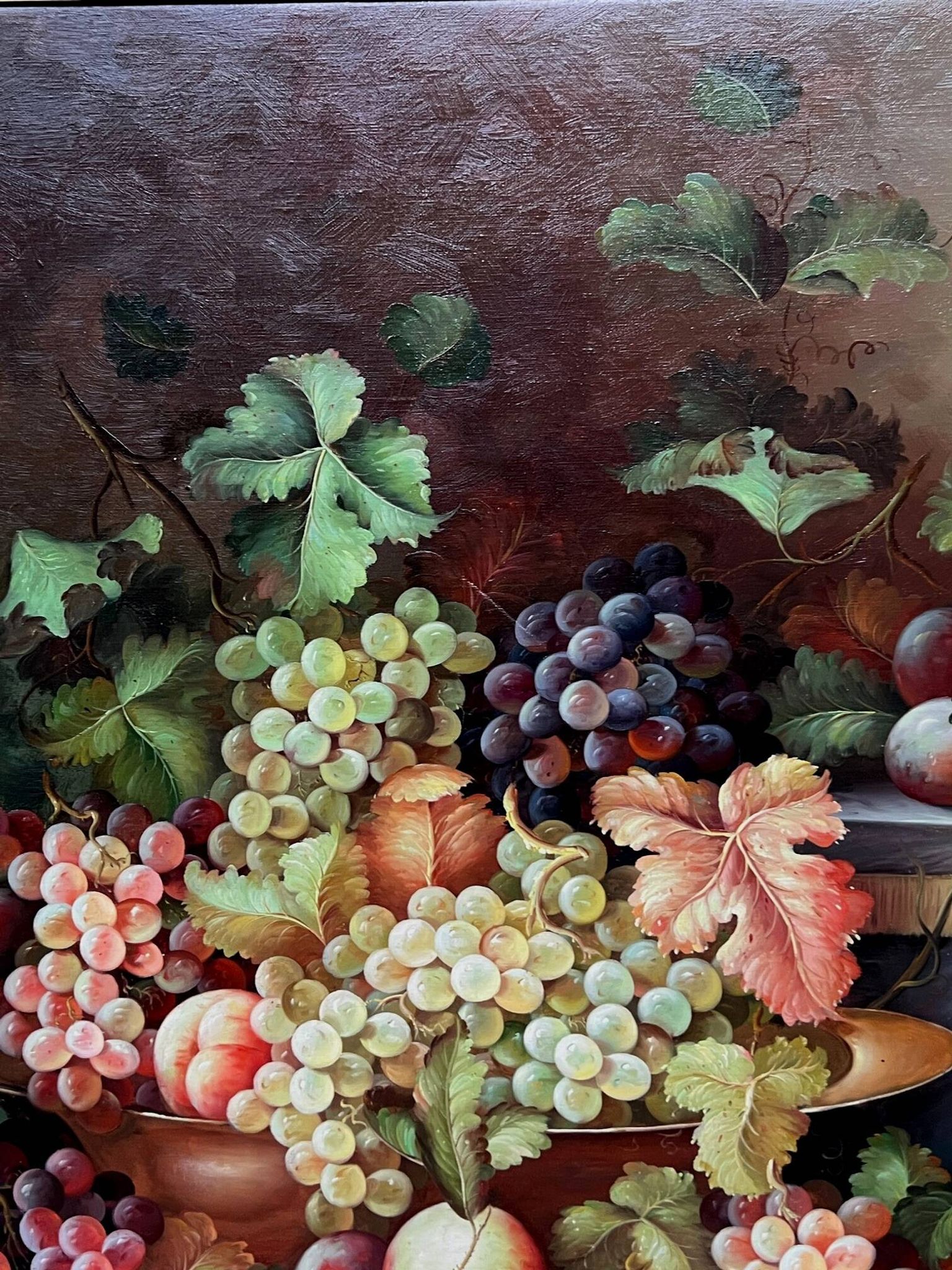 Still life with fruits. Oil on canvas. Signed.
