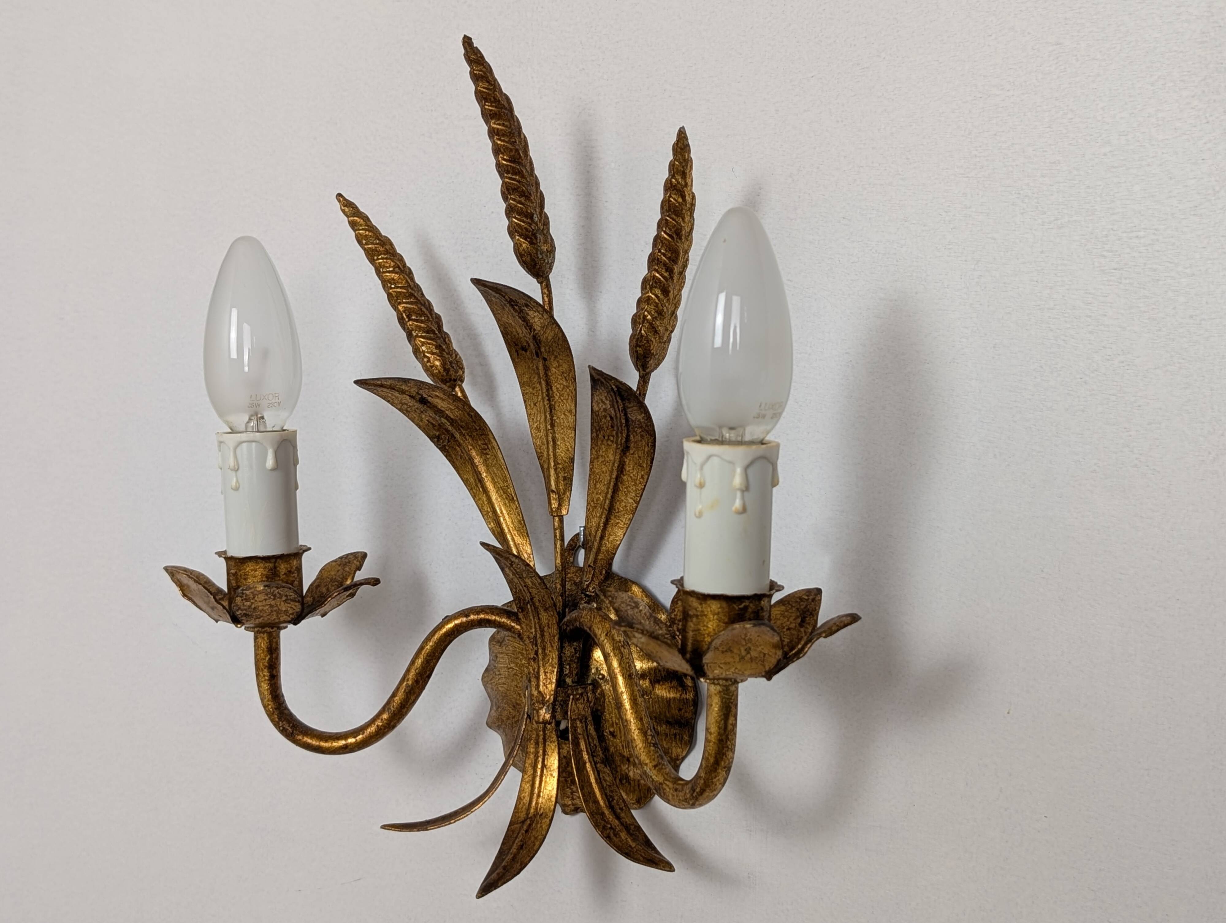Pair of wheat ear wall lights