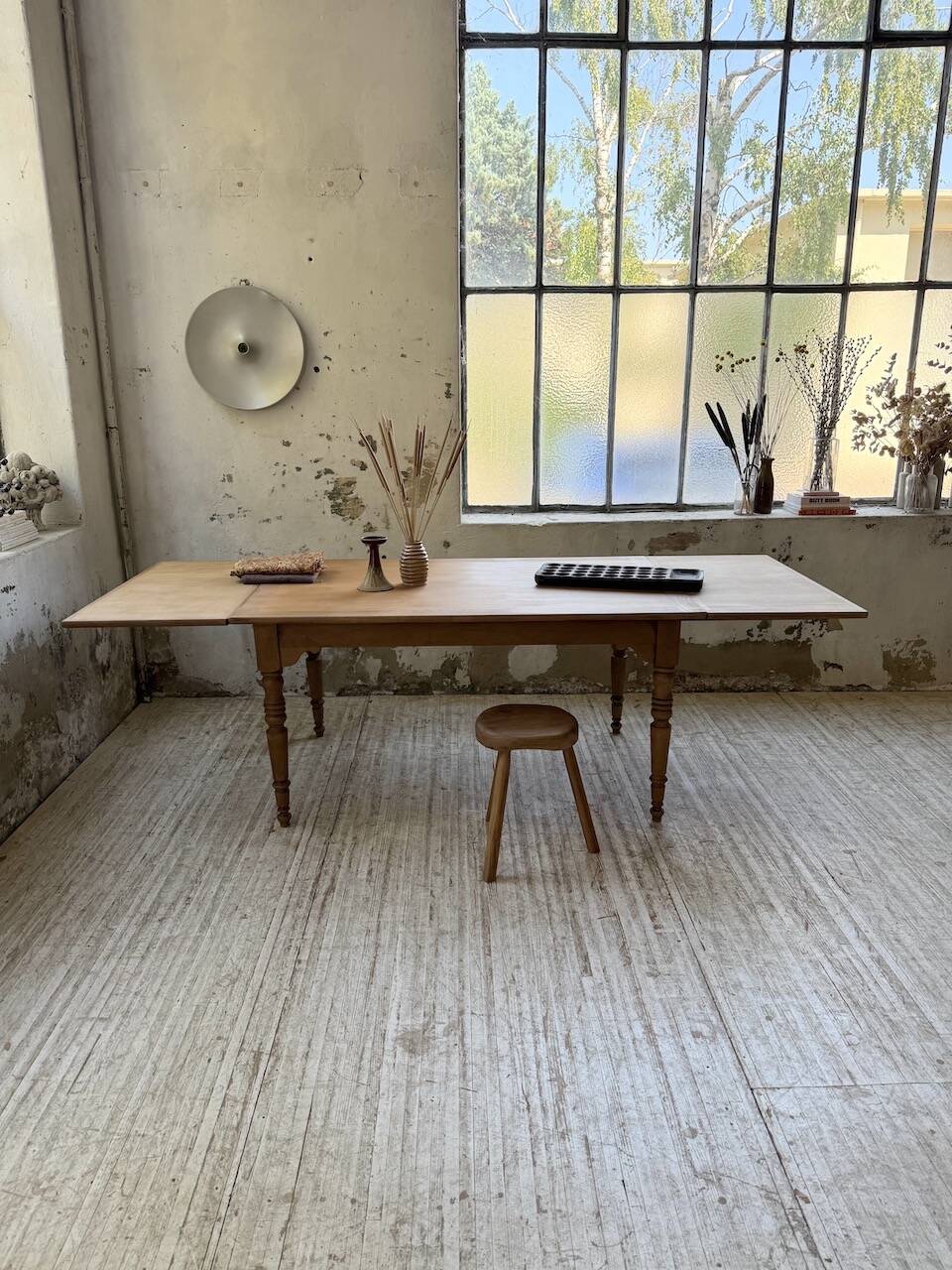 Table de ferme noyer à rallonges 150-250cm