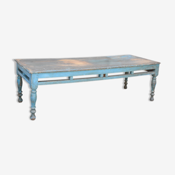 Blue lacquered teak coffee table