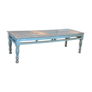 Table basse en teck laqué bleu