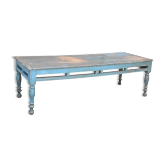 Blue lacquered teak coffee table