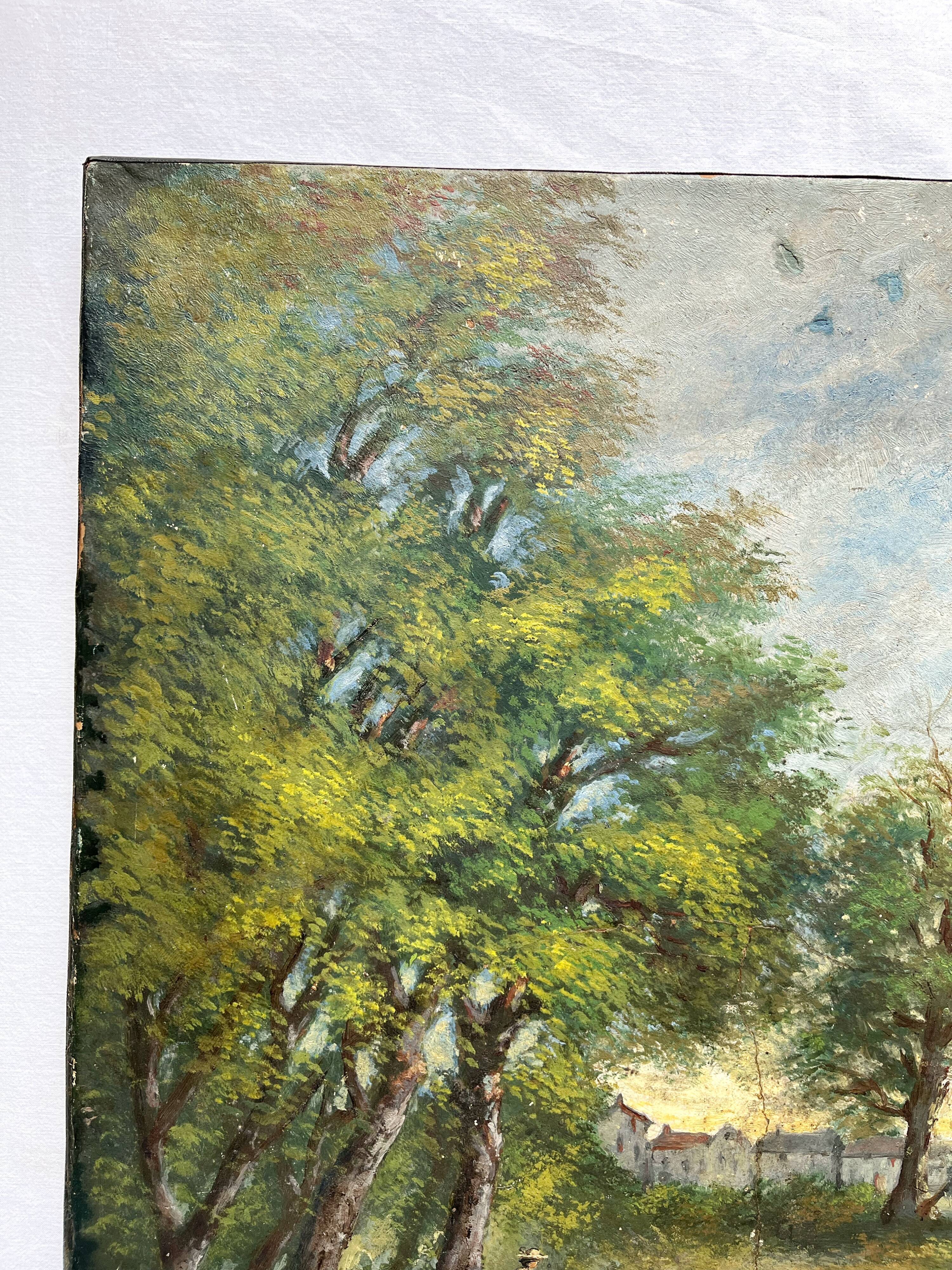 Peinture huile sur toile paysage datée de 1904