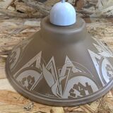 Old pair suspension vianne molded glass + decor + vintage white thread