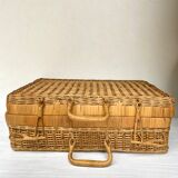 Vintage braided bamboo suitcase