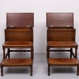 Superb pair Mahogany and Leather library steps England