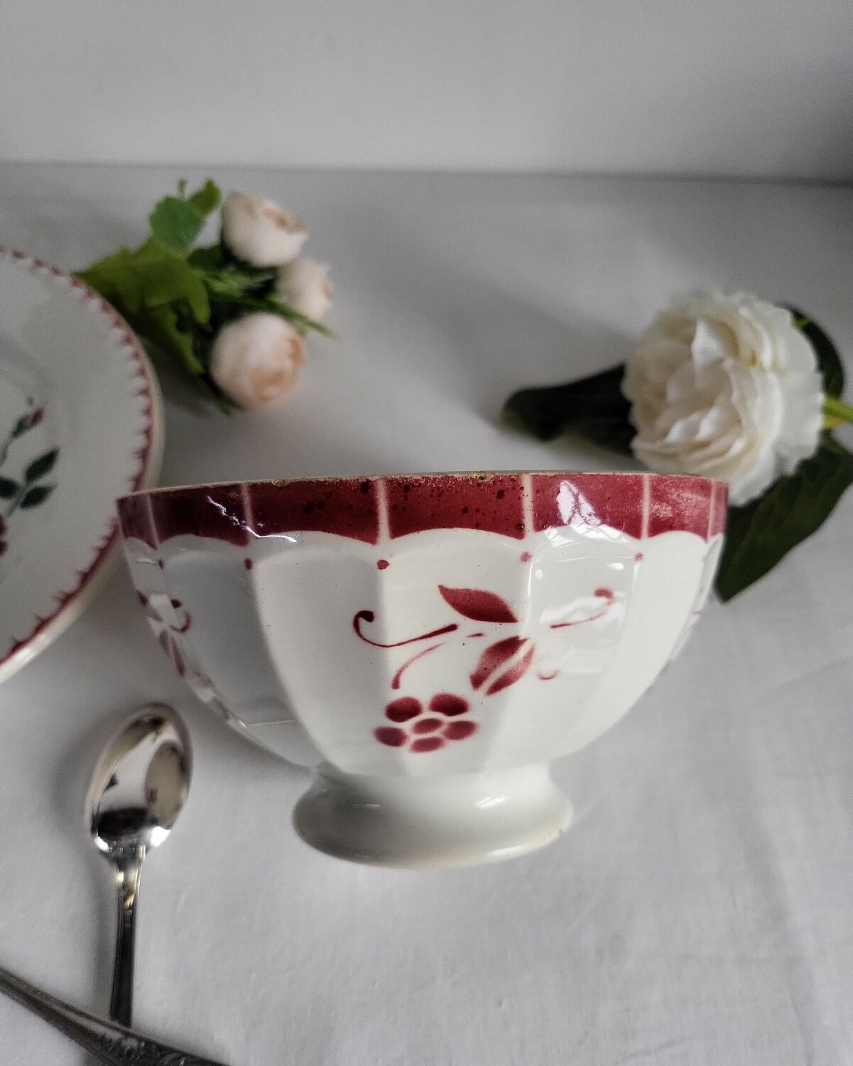 Antique faceted earthenware bowl, Digoin Badonviller