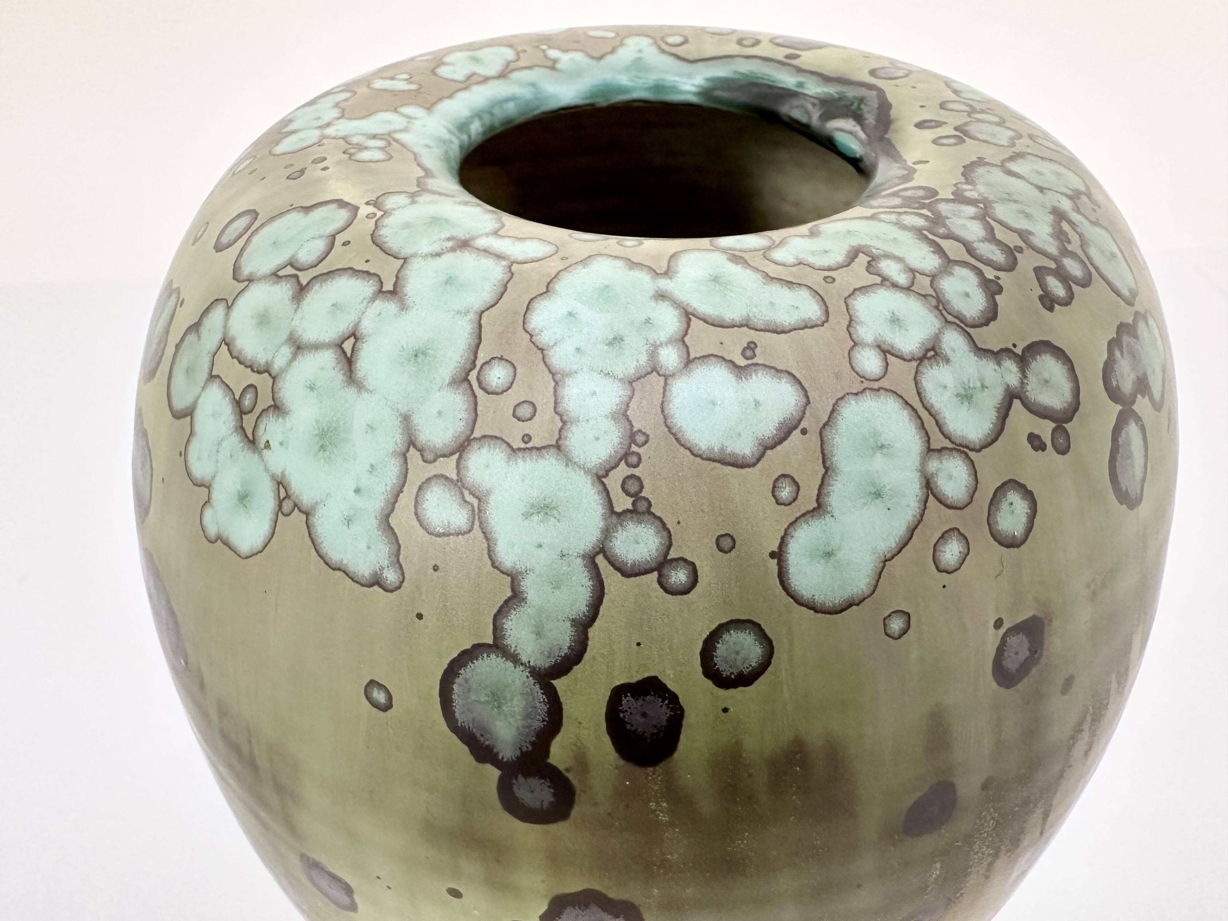 Glazed ceramic art vase with standing ceramic ring by Hanne Wydra-Jantz, Germany 1980