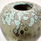 Glazed ceramic art vase with standing ceramic ring by Hanne Wydra-Jantz, Germany 1980