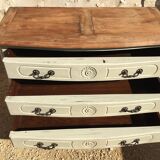 Louis XV style chest of drawers, patinated and waxed, natural wood top