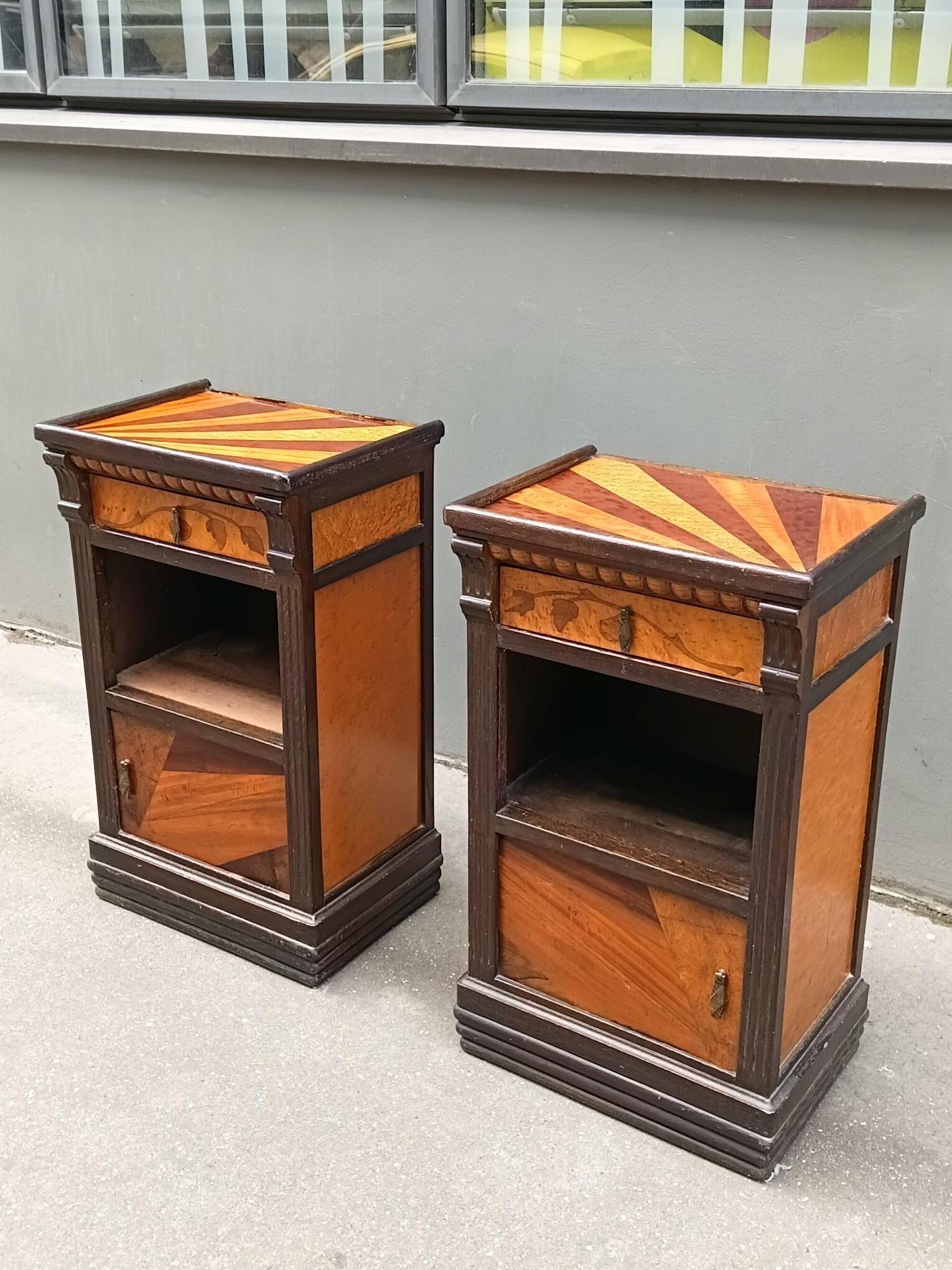 Pair of Art Deco bedside tables from the 1920s.